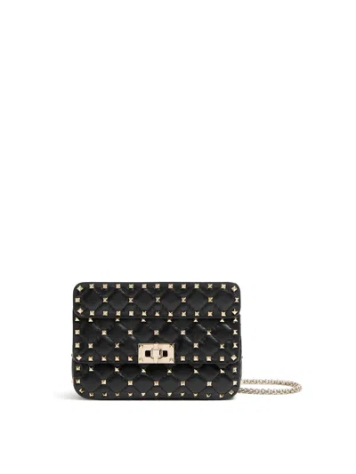 Valentino Garavani Small Rockstud Spike Nappa Bag In Black