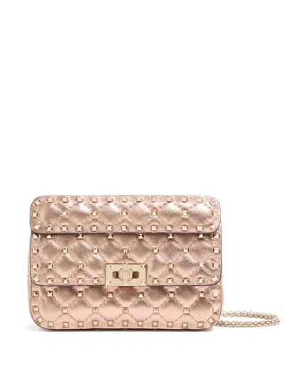 Valentino Garavani Small Rockstud Spike Quilted Cross Body Bag In Pink