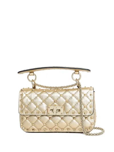 Valentino Garavani Small Rockstud Spike Shoulder Bag In Neutrals