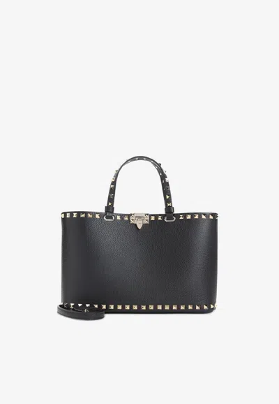Valentino Garavani Small Rockstud Tote Bag In Black