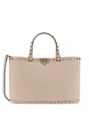 Valentino Rockstud Small Tote In Leather Shoulder Bag In Pink