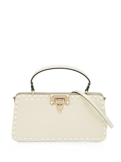 Pre-owned Valentino Garavani Small Rockstud Tote Bag In White