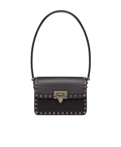 Valentino Garavani Small Rockstud23 Leather Shoulder Bag In Black