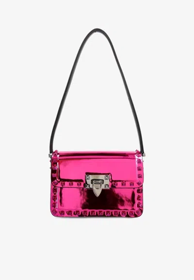 Valentino Garavani Small Rockstud23 Shoulder Bag In Mirror-effect Leather