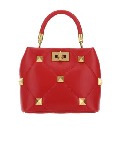 Valentino Garavani Small Roman Stud Tote Bag In Red
