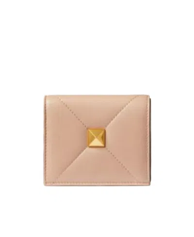 Valentino Garavani Small Roman Stud Wallet In Nude