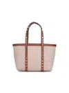 Valentino Small Shopping Bag Rockstud In Beige