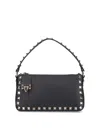 Valentino Rockstud Small Black Grainy Leather Crossbody Bag In Black