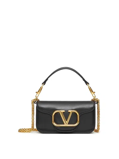 Valentino Garavani Small Shoulder Bag Loc In Calfskin In Black