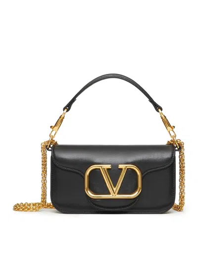 Valentino Garavani Small Shoulder Bag Locò In Calfskin In Black