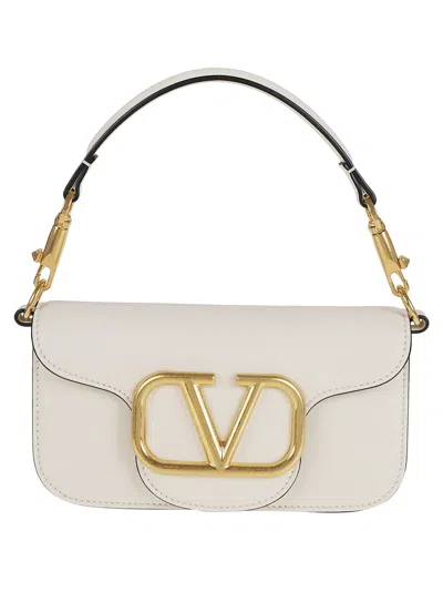 Valentino Garavani Small Shoulder Bag Loco` In Light Ivory