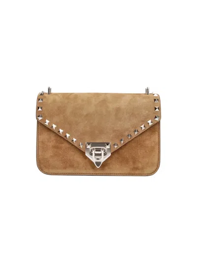Valentino Garavani Small Shoulder Bag "rockstud" In Beige
