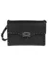 Valentino Garavani Small Rockstud Grainy Calfskin Crossbody Bag Woman Black Uni In No Nero