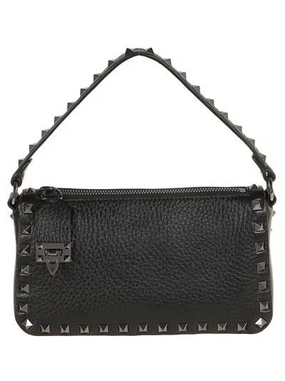 Valentino Garavani Rockstud Spike Small Leather Shoulder Bag In Nero