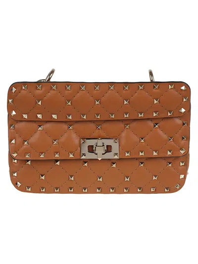 Valentino Garavani Valentino Small Shoulder Bag Rockstud Spike In Nutmeg