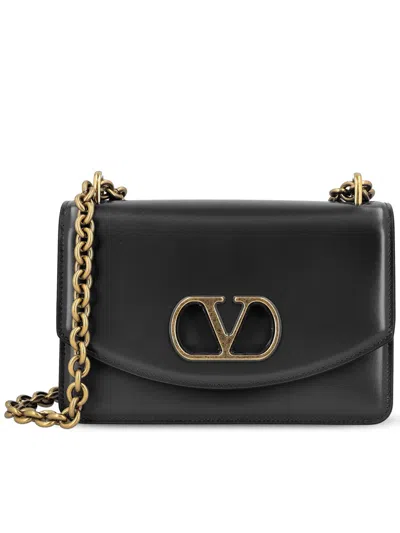 Valentino Garavani Garavani Vain Small Shoulder Bag In Shiny Calfskin Woman Black Uni