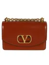 Valentino Garavani Vain Vlogo Leather Shoulder Bag In Wuc Dark Brandy