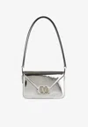 Valentino Small Shoulder Letter Bag In Mirror-effect Leather In Silver