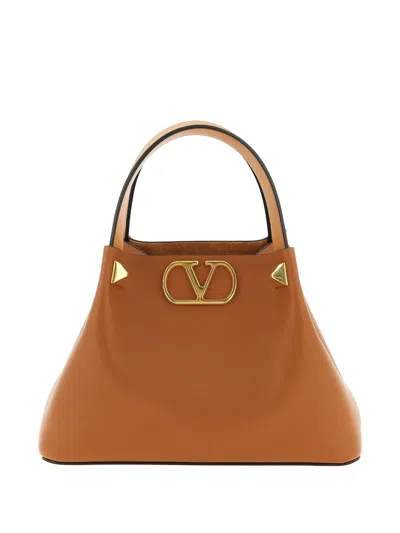 Valentino Garavani Vlogosignature Small Tote Bag Shoulder Strap In Brown