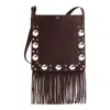 Valentino Fringed Eyelet-embellished Suede Shoulder Bag In Brown