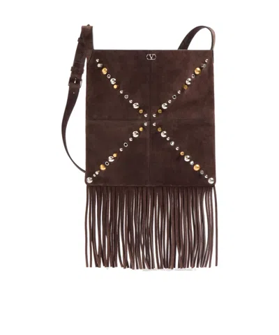 VALENTINO GARAVANI VALENTINO NELLCÔTE EMBELLISHED FRINGED EDGE SHOULDER BAG