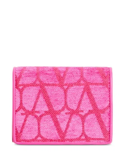 Valentino Garavani Small Toile Iconographe Wallet In Pink