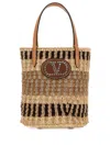 Valentino Raffia Bucket Bag Featuring Dual Handles In Neutral