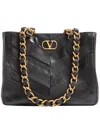 Valentino Garavani  Garavani Laseine Shopping Bag In Nappa Leather With A Chevron Pattern W In Black