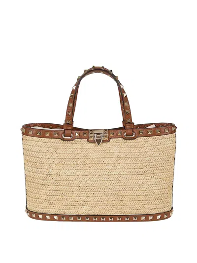 Valentino Garavani Small Tote In Sand