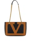 Valentino Viva Superstar Leather Shoulder Bag With Maxi Vlogo Signature On The Front In Black