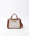 Valentino Vlogo Shopper Tote Canvas And Leather Small