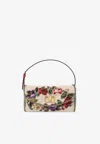 Valentino Vain Soft Leather-trimmed Embellished Canvas Shoulder Bag In Multi