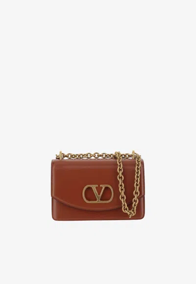 Valentino Garavani Small Vain Leather Shoulder Bag In Brown