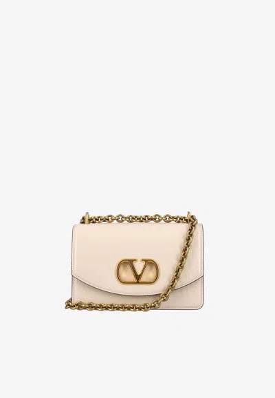 Valentino Garavani Small Vain Leather Shoulder Bag In Off-white
