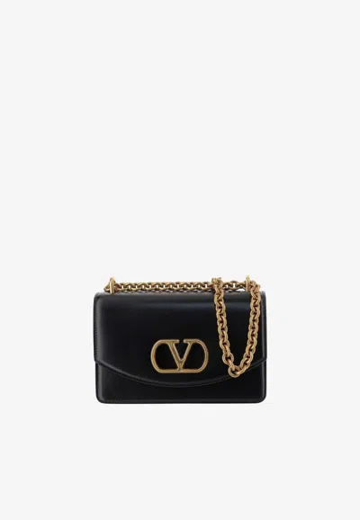 Valentino Garavani Small Vain Shiny Leather Crossbody Bag In Black