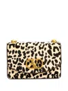 Valentino Garavani Vain Small Cow-print Leather And Calf-hair Shoulder Bag In Neutral
