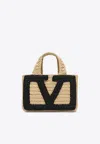 Valentino Garavani Small Viva Superstar Crochet Knit Tote Bag In Sand