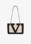 Valentino Garavani Garavani Viva Superstar Medium Nappa Leather Shopping Bag Woman Butter/black Uni In Off-white