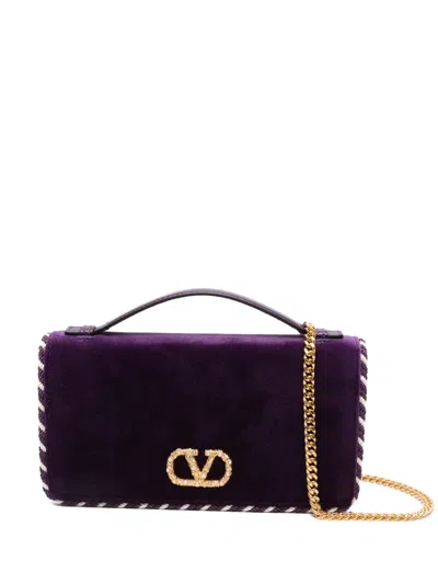 Valentino Garavani Small Vllogo Signature Clutch Bag In Purple