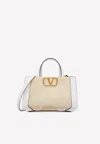 Valentino Vlogo Signature Beaded Tote Bag In White