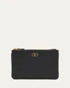 Valentino Small Vlogo Leather Flat Pouch Bag In Nero