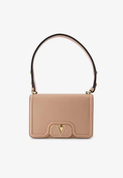Valentino Garavani Small Vlogo Leather Shoulder Bag In Blush