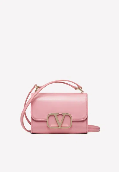 Valentino Garavani Small Vlogo Leather Shoulder Bag In Pink