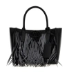 Valentino Small Tote Vlogo Top Handles Fringe Detailing Luggage Tag In Black