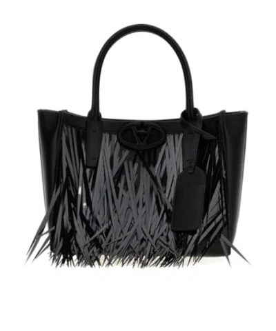 Valentino Garavani Small Vlogo Locket Tote Bag In Black