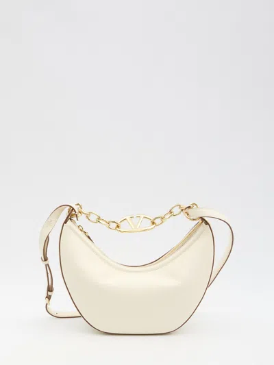 Valentino Garavani Small Vlogo Moon Hobo Bag In Ivory