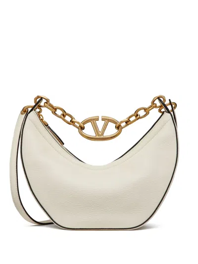 Valentino Garavani Small Vlogo Moon Shoulder Bag In White