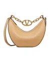 Valentino Vlogo Moon Cappuccino-coloured Small Hobo Bag In Nude