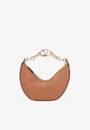 Valentino Small Vlogo Moon Shoulder Bag In Calf Leather In Beige