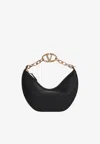 Valentino Small Vlogo Moon Shoulder Bag In Calf Leather In Black
